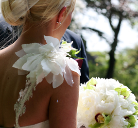 Image of beautiful bride with a bouquet